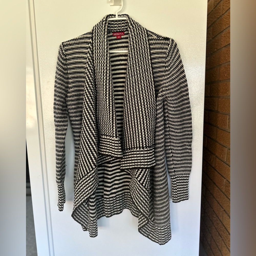 Merona Women's Black and White Open Front Cardigan